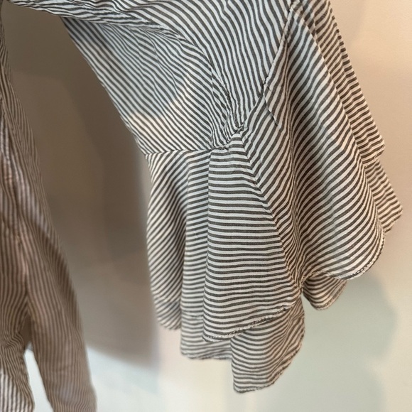 Gibson Latimer Striped Blouse Oversized Large Tie back Layered Sleeves - Picture 2 of 11